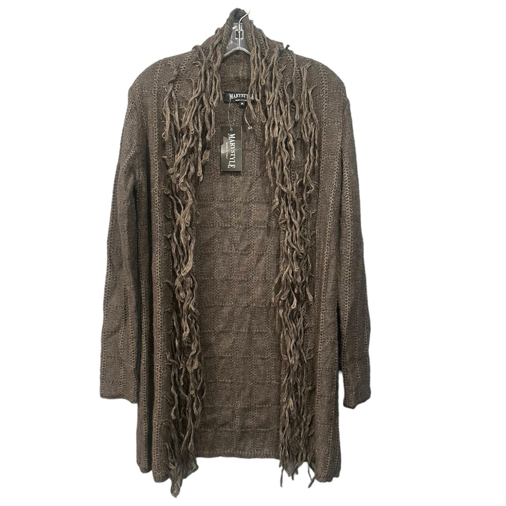MARYSTYLE FRINGE LONG OPEN CARDIGAN